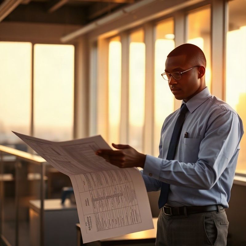 A professional technician in Nairobi consulting a scope document with a client